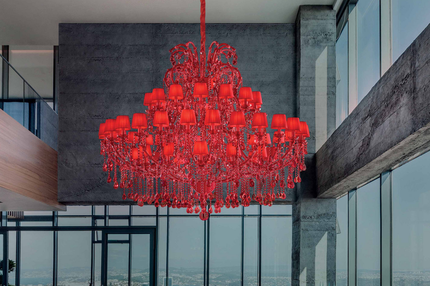 Red Maria Teresa chandelier from Masiero