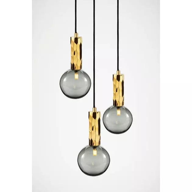 Alex Price Pendant lights Smoked Glass Kyoto 3 Drop Pendant Light Brass with White, Smoked or Clear Glass