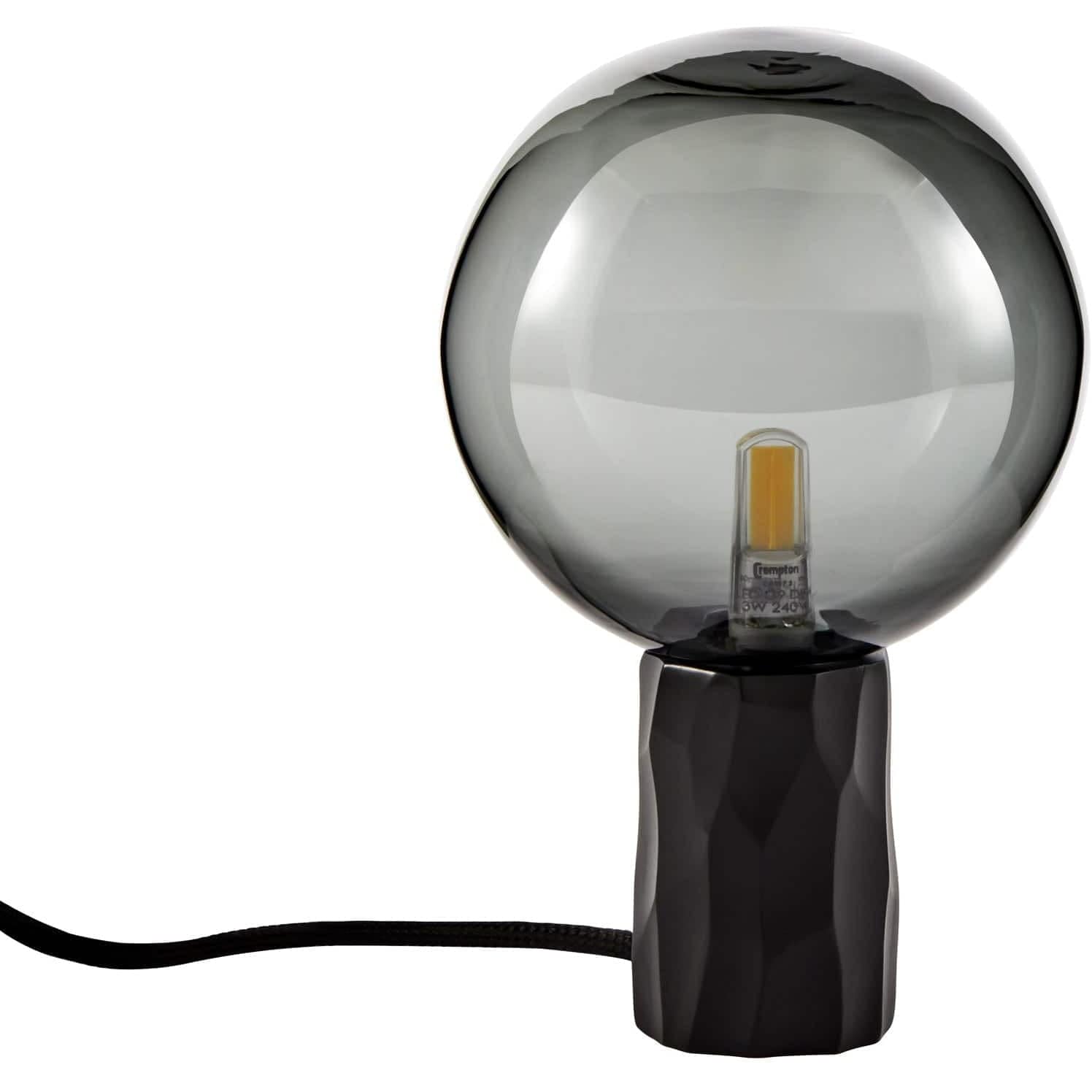 Alex Price Table Lamp Smoked Glass KYOTO Table Lamp Black with White, Smoked or Clear Glass