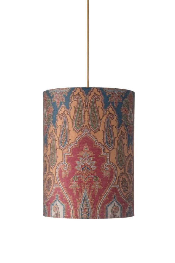 Ebb&Flow Lamp shade Brocade Blue/Red Hand-crafted Fabric Ceiling or Pendant Lampshade - H-D range
