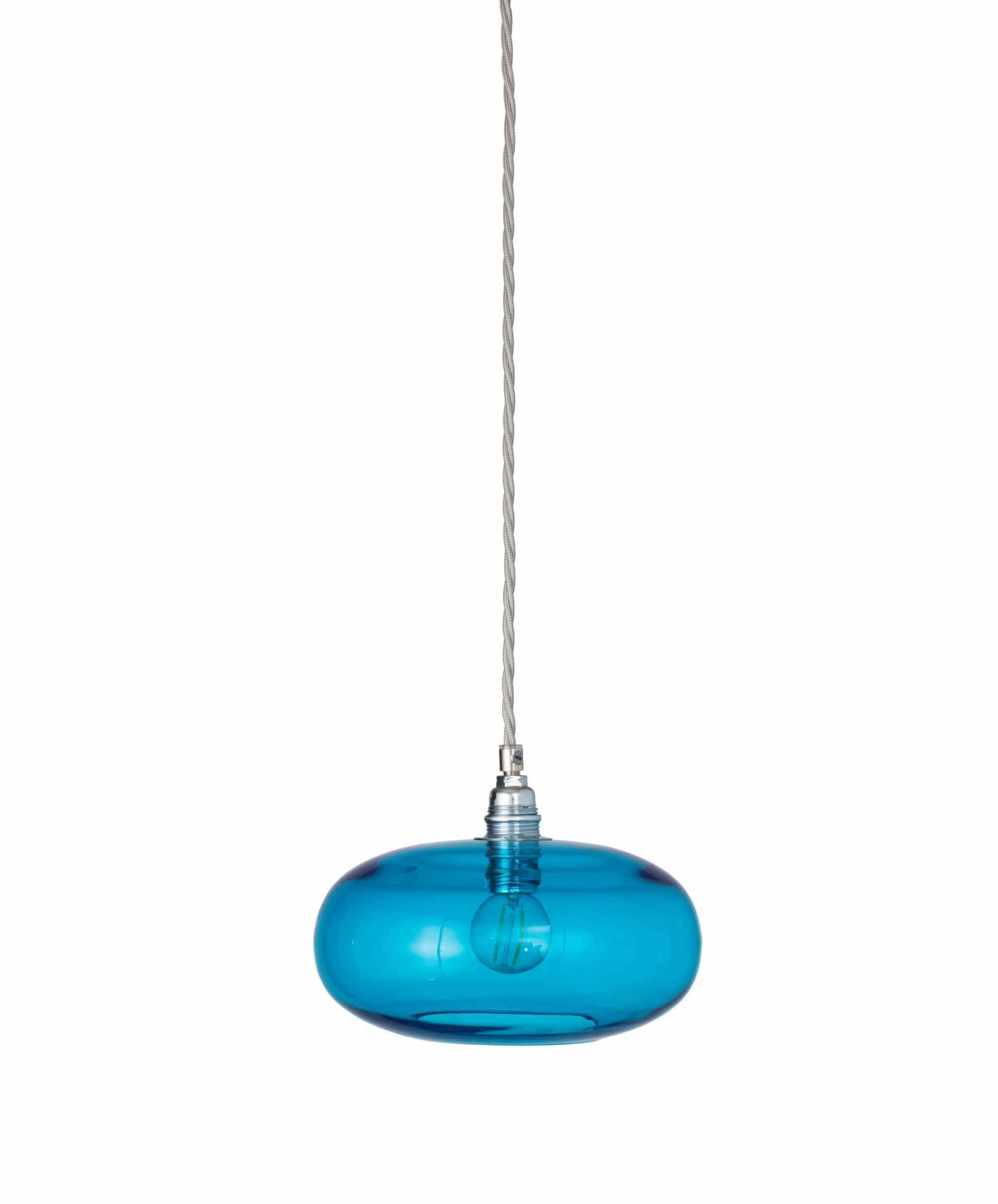 Ebb&Flow Pendant lights Pool blue with silver fittings Horizon Mouth-Blown Glass Pendant Light, small