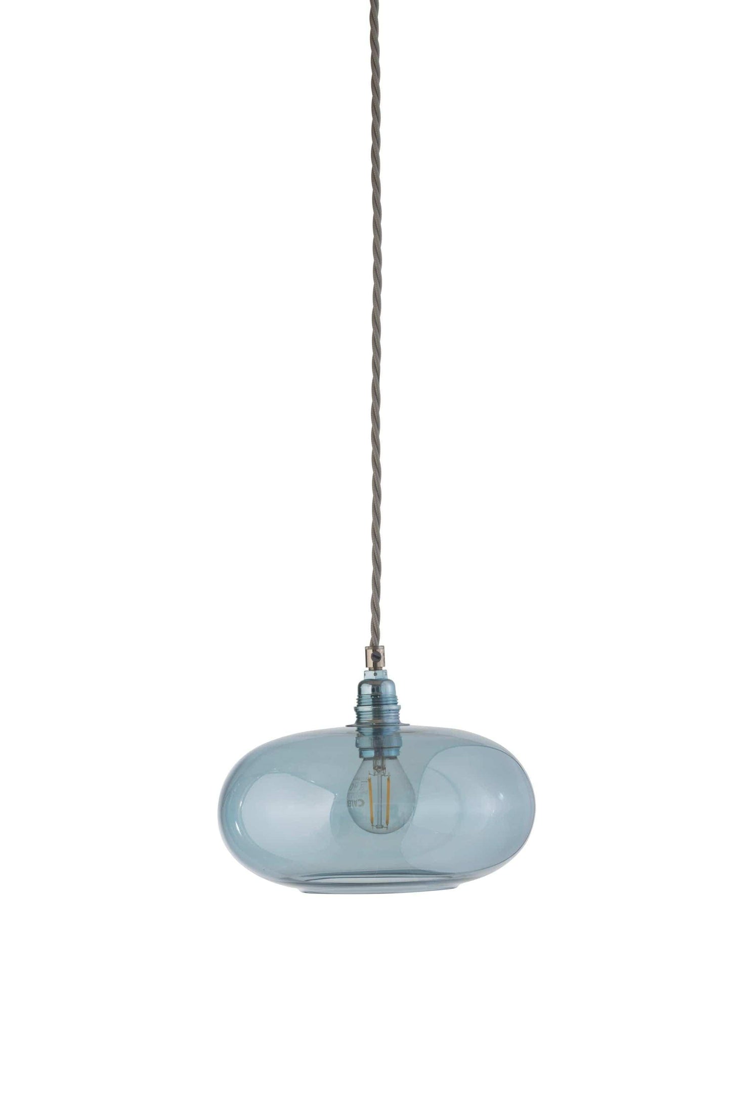 Ebb&Flow Pendant lights Topaz blue with silver fittings Horizon Mouth-Blown Glass Pendant Light, small