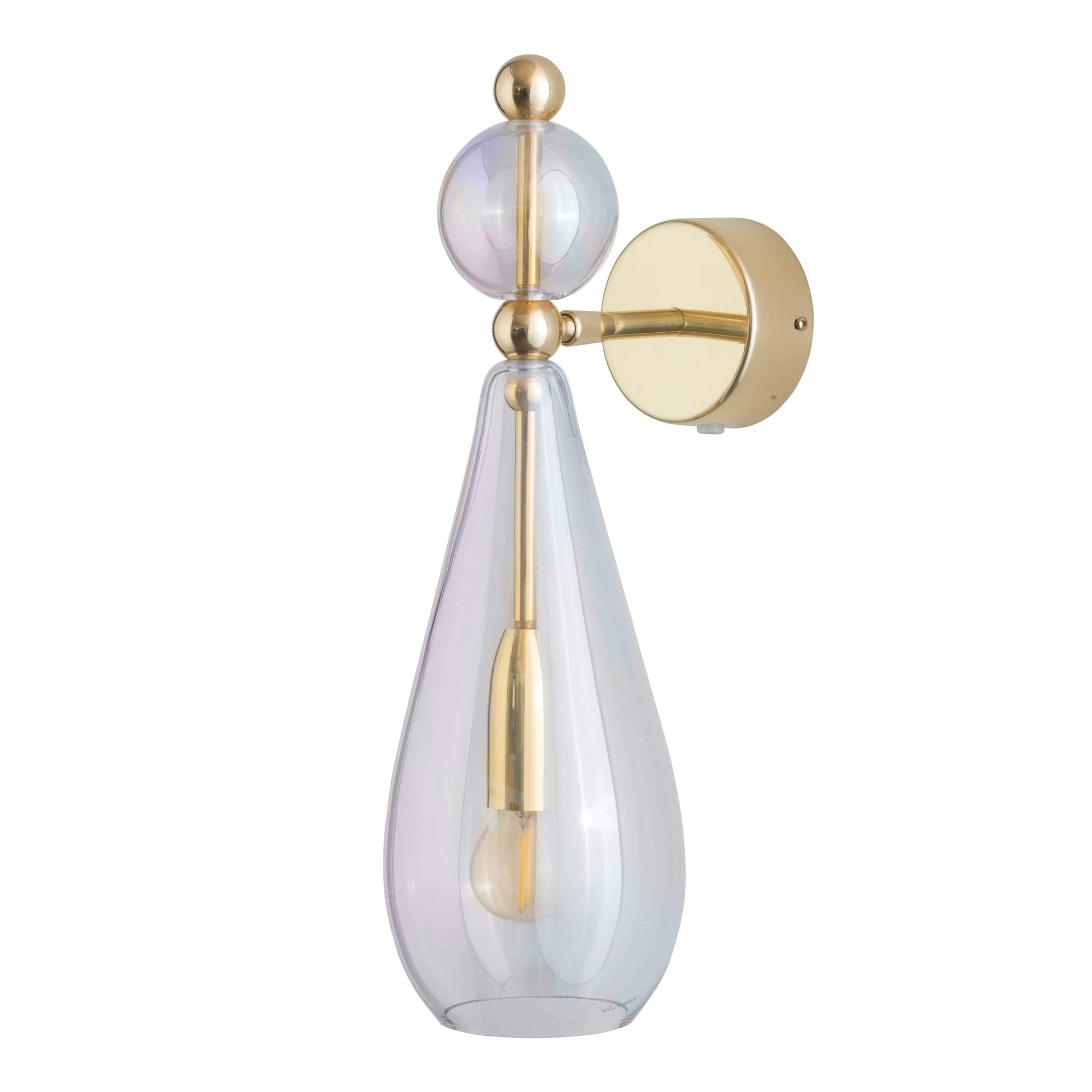 Ebb&Flow Wall Lights Chameleon with gold finish Smykke Mouth Blown Glass Wall Lamp, various colours