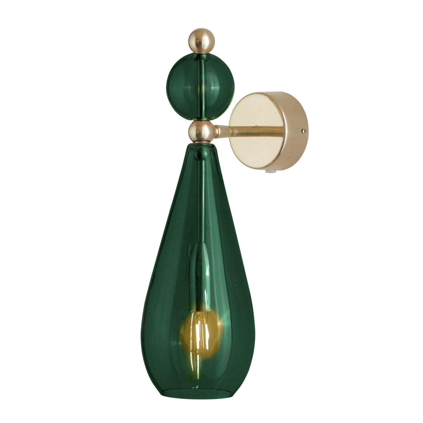 Ebb&Flow Wall Lights Ivy green with gold finish Smykke Mouth Blown Glass Wall Lamp, various colours