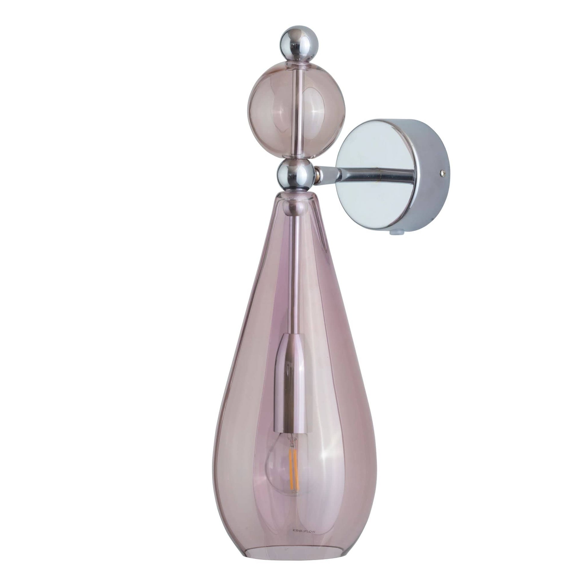 Ebb&Flow Wall Lights Obsidian with silver finish Smykke Mouth Blown Glass Wall Lamp, various colours