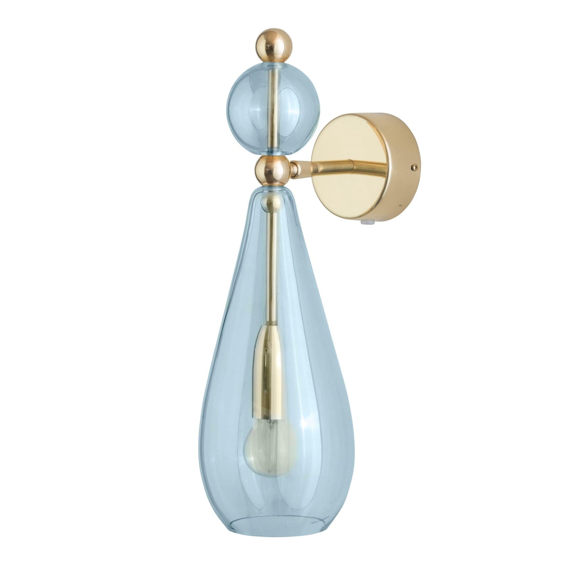 Ebb&Flow Wall Lights Topaz blue with gold finish Smykke Mouth Blown Glass Wall Lamp, various colours