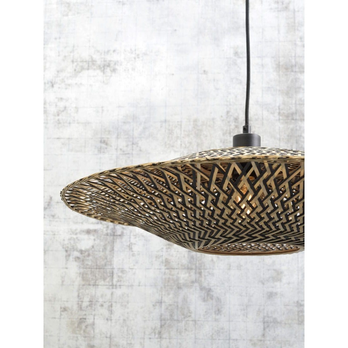 Good&Mojo Floor Lamp Bali Floor Lamp, Black/Natural, Medium