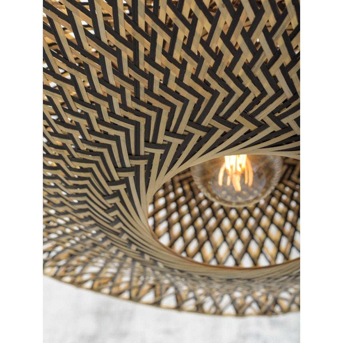 Good&Mojo Floor Lamp Bali Floor Lamp, Black/Natural, Medium