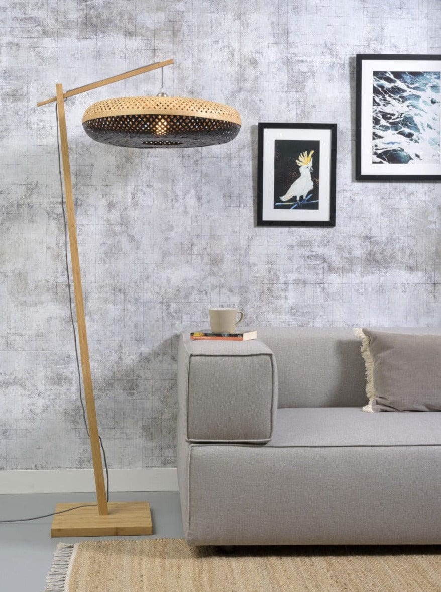 Good&Mojo Floor Lamp Black / Natural Palawan Floor Lamp, Natural, Black/Natural, White