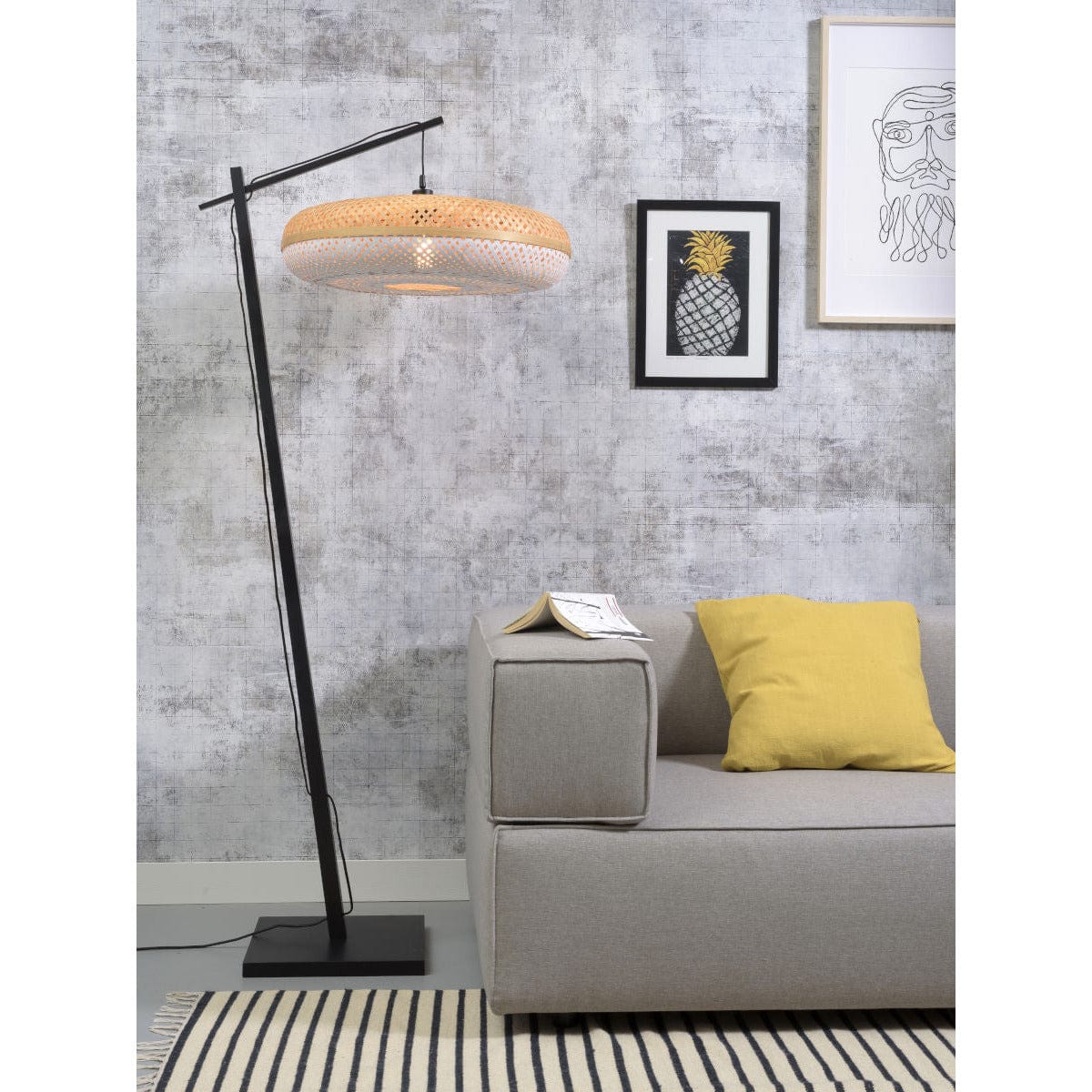 Good&Mojo Floor Lamp Medium / White Palawan Floor Lamp, Black/Natural, White or Natural