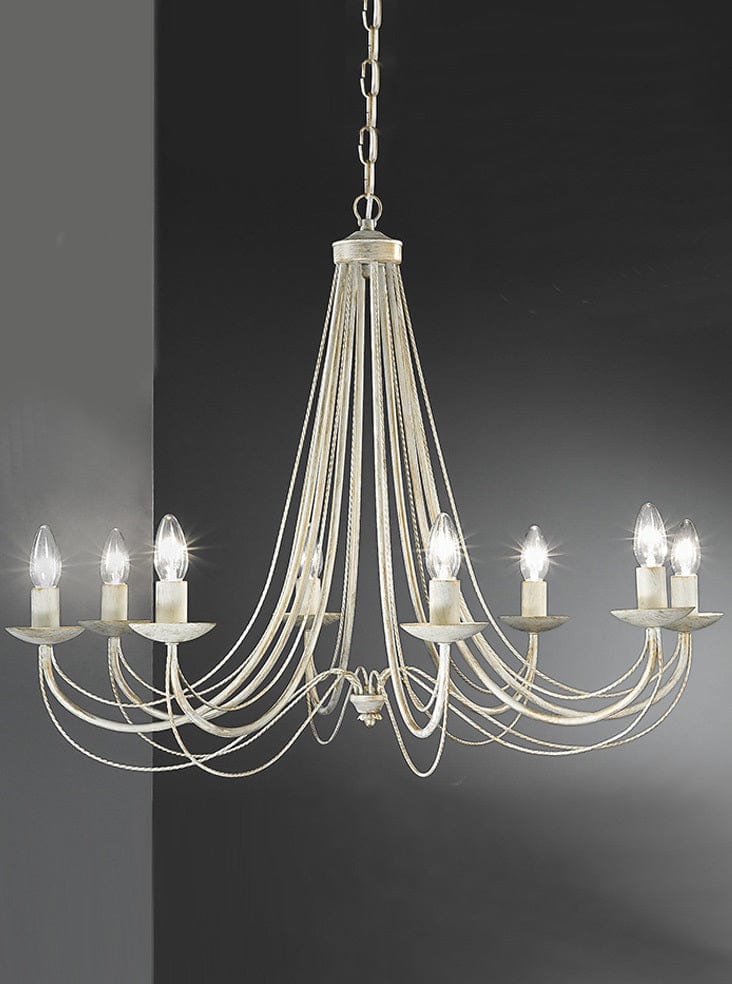 Heavenly Chandeliers Chandeliers Cream with hand painted gold Maypole 8 Chandelier, cream or black ironwork