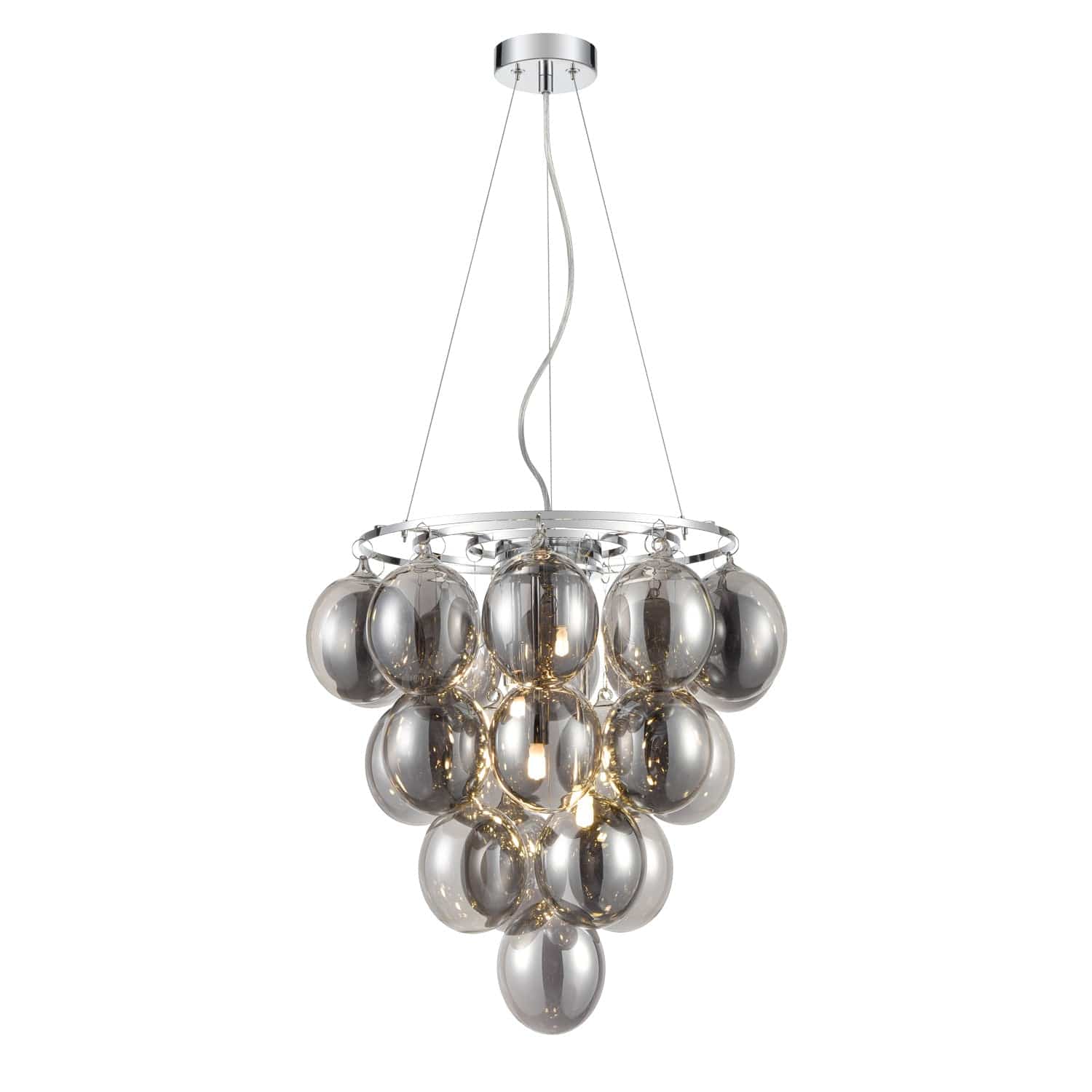 Heavenly Chandeliers Pendant lights Smoked with chrome finish Orb 4 Pendant Light, iridescent or smoked glass