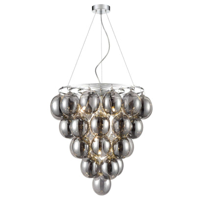 Heavenly Chandeliers Pendant lights Smoked with chrome finish Orb 6 Pendant Light, iridescent or smoked glass