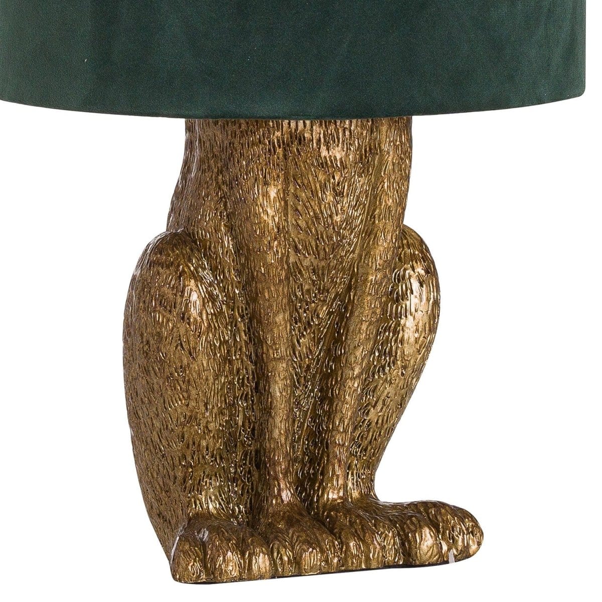 Hill Interiors Table lamp Antique Gold Hare Table Lamp With Green Velvet Shade