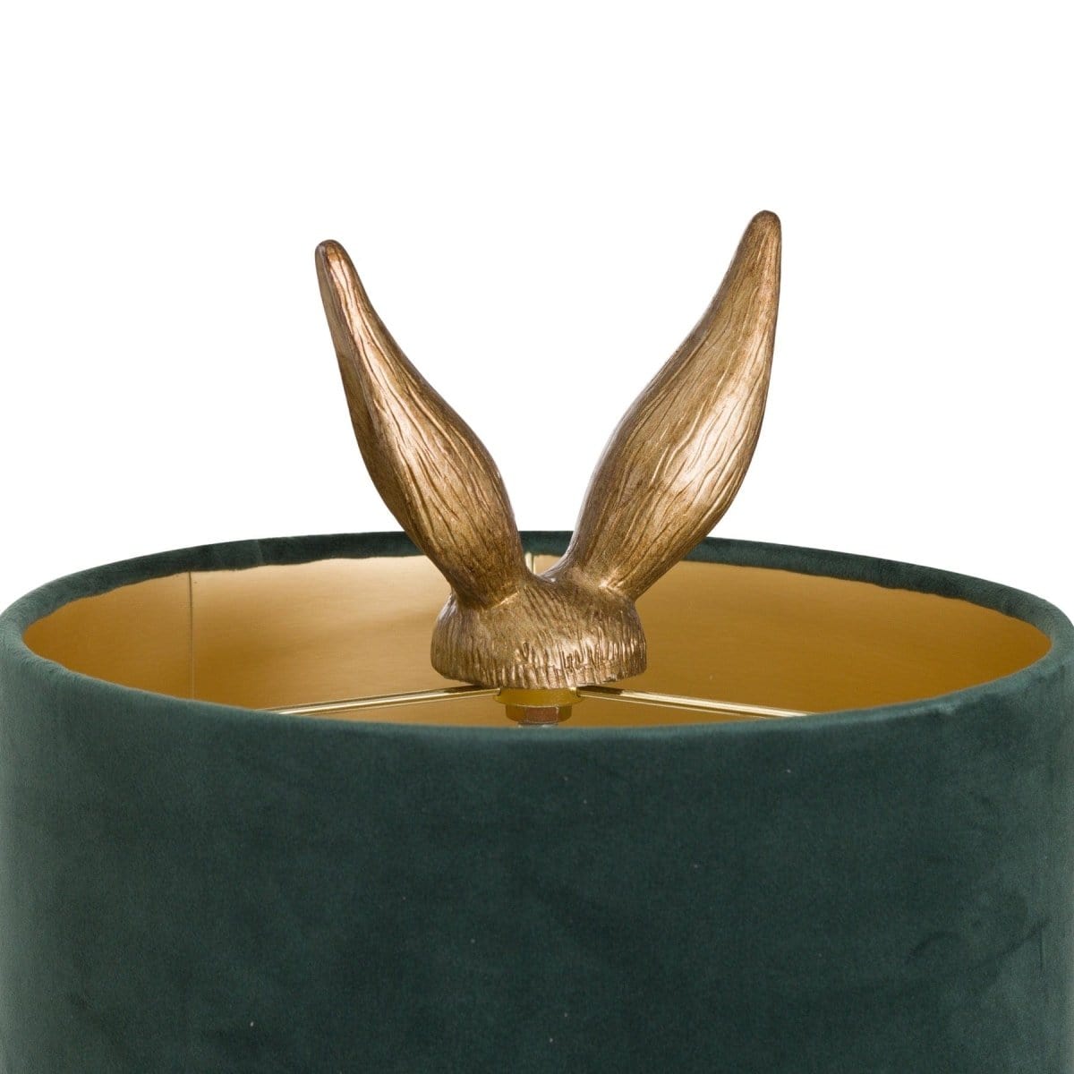 Hill Interiors Table lamp Antique Gold Hare Table Lamp With Green Velvet Shade