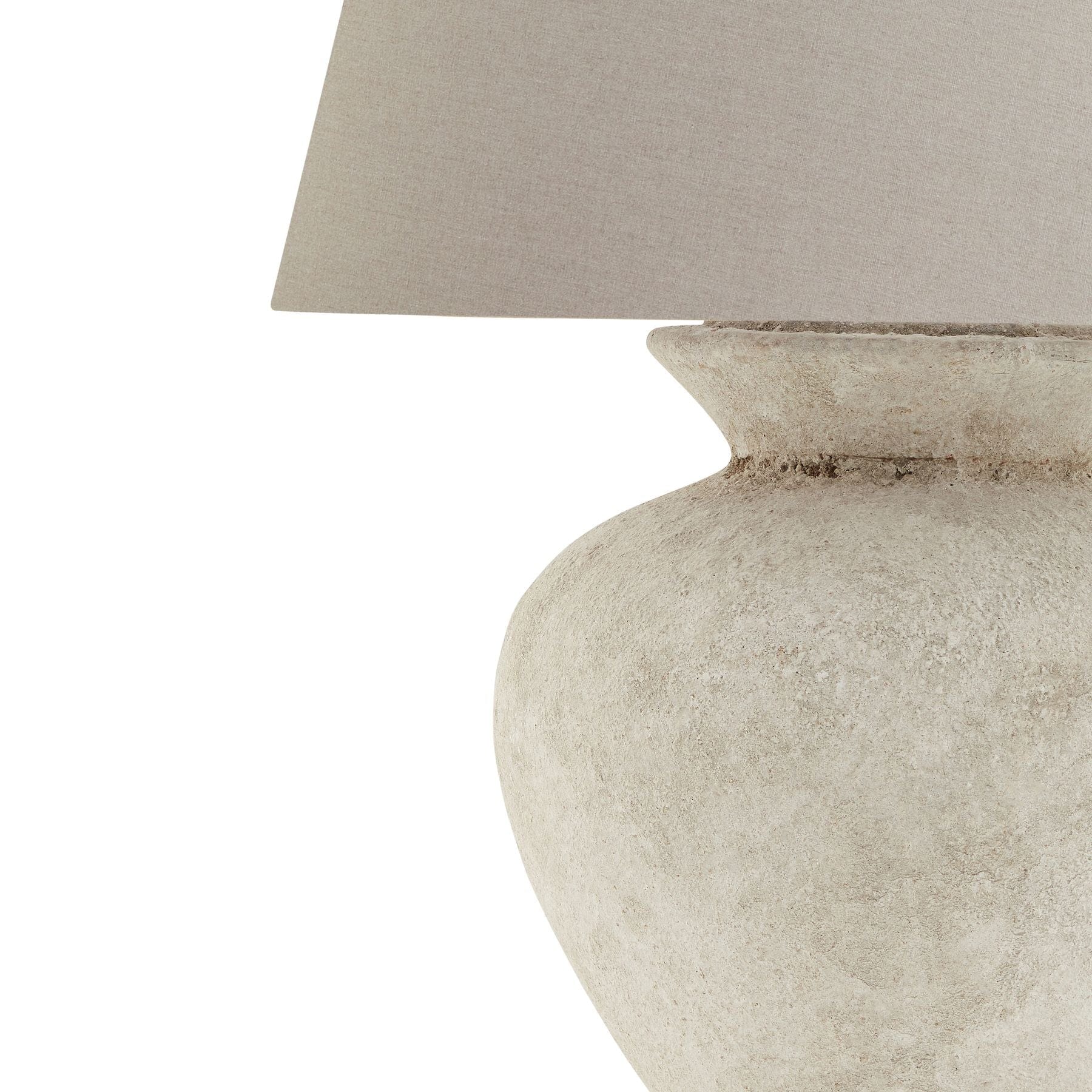 Hill Interiors Table Lamp Athena Aged Stone Round Table Lamp With Linen Shade