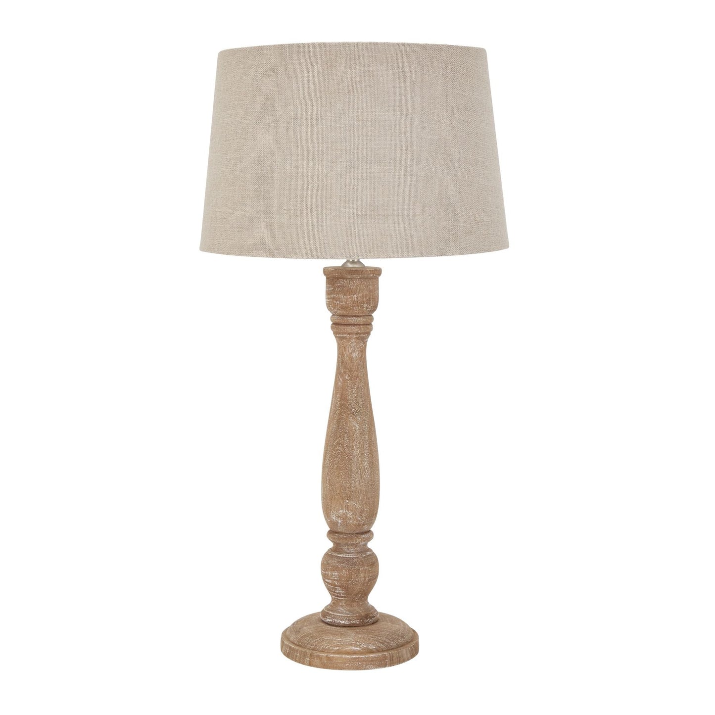 Hill Interiors Table Lamp Delaney Natural Wash Candlestick Lamp With Linen Shade