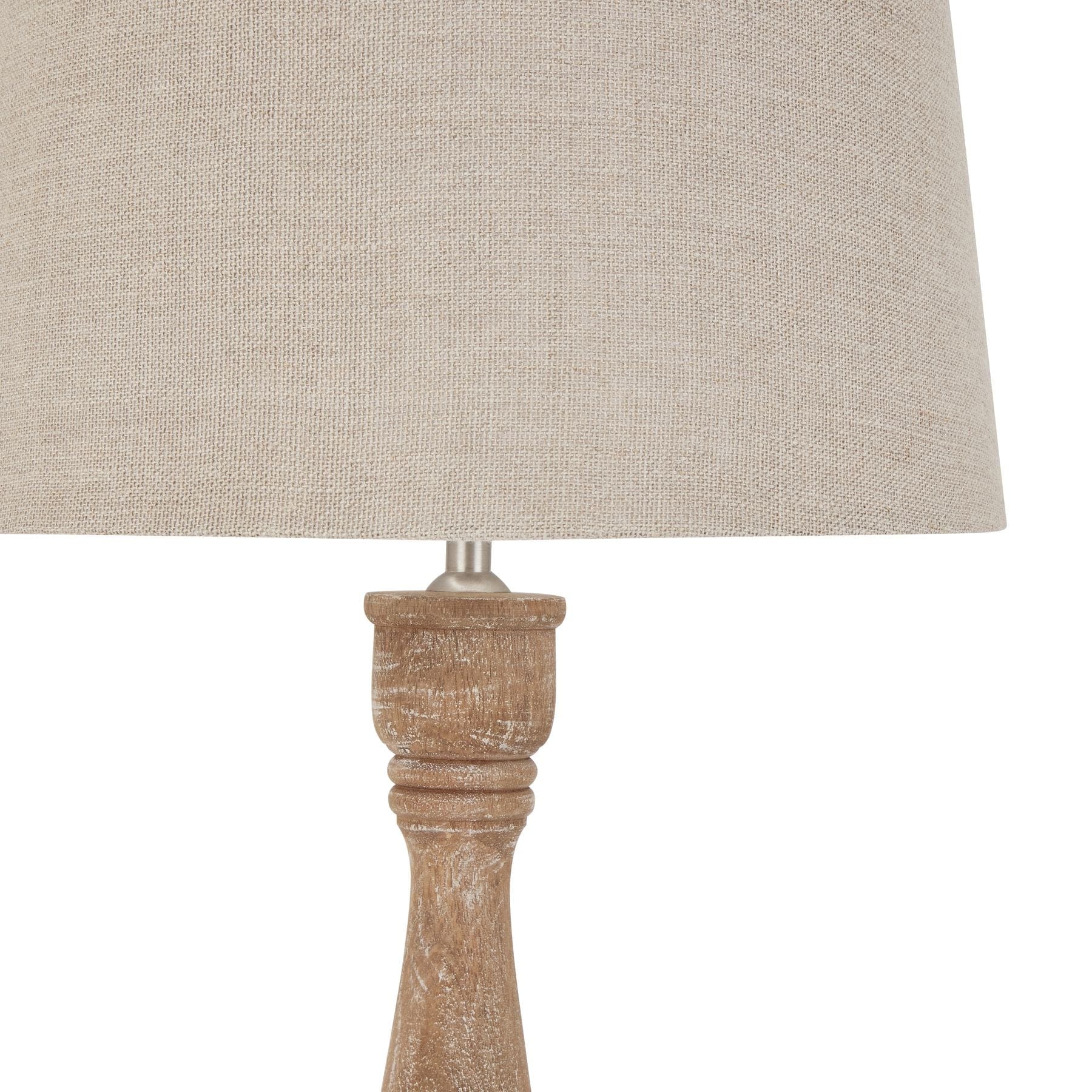 Hill Interiors Table Lamp Delaney Natural Wash Candlestick Lamp With Linen Shade