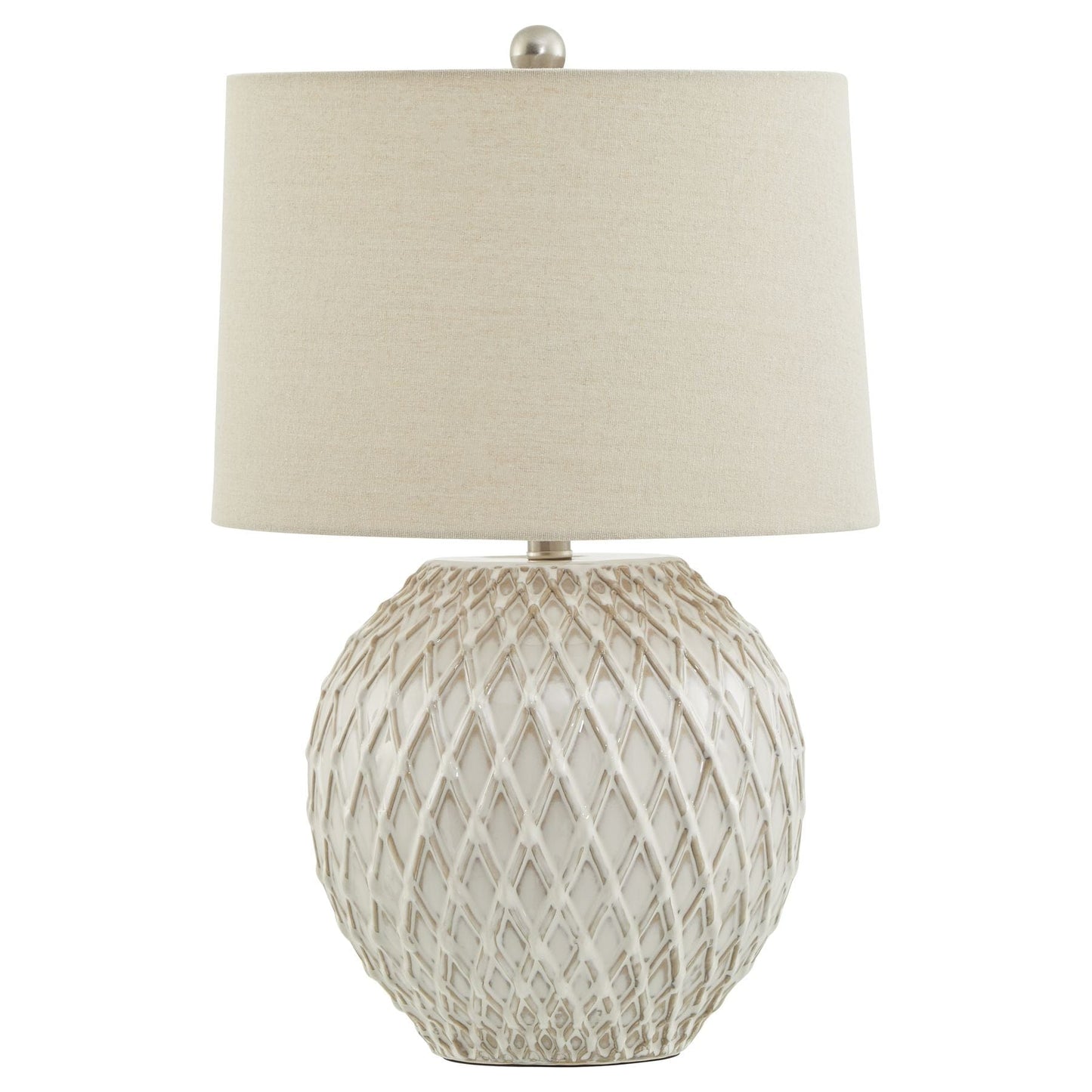 Hill Interiors Table Lamp Lattice Ceramic Table Lamp With Linen Shade