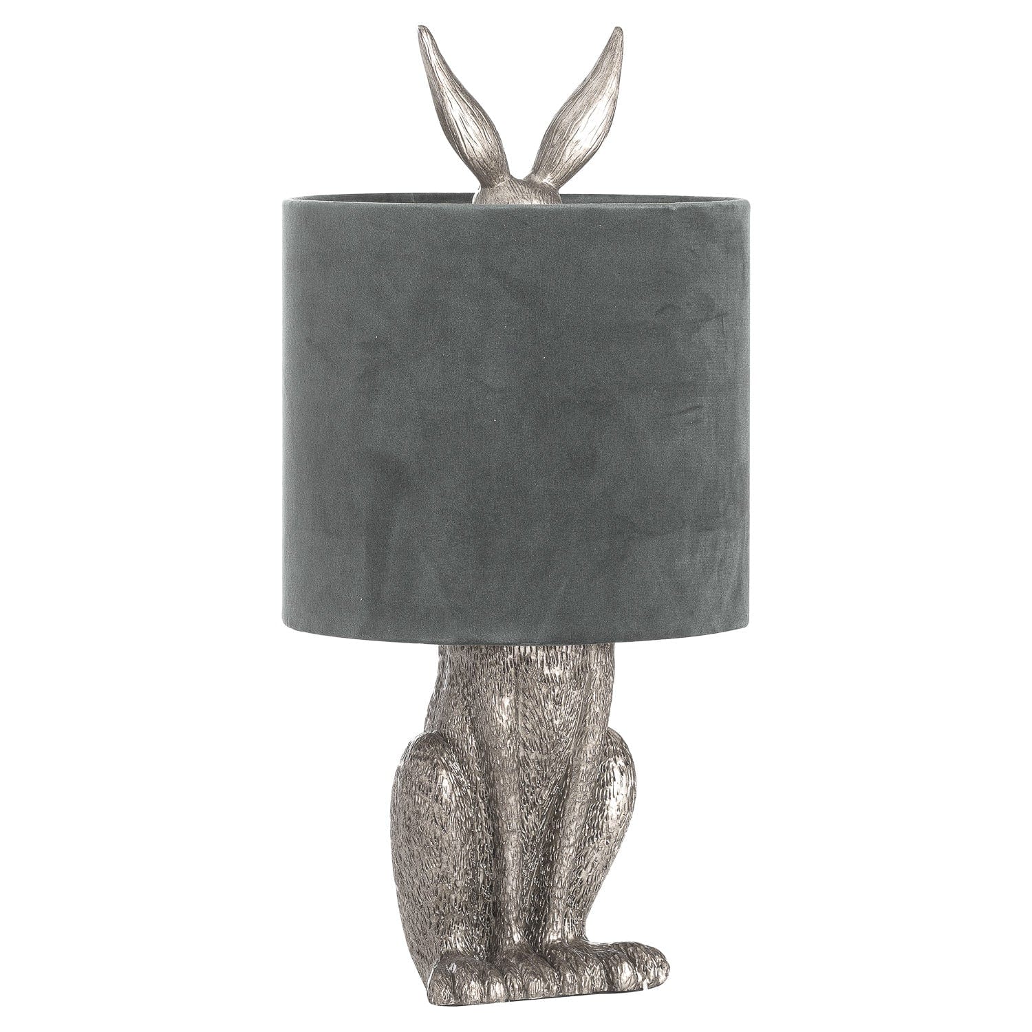 Hill Interiors Table Lamp Silver Hare Table Lamp with Grey Velvet Shade
