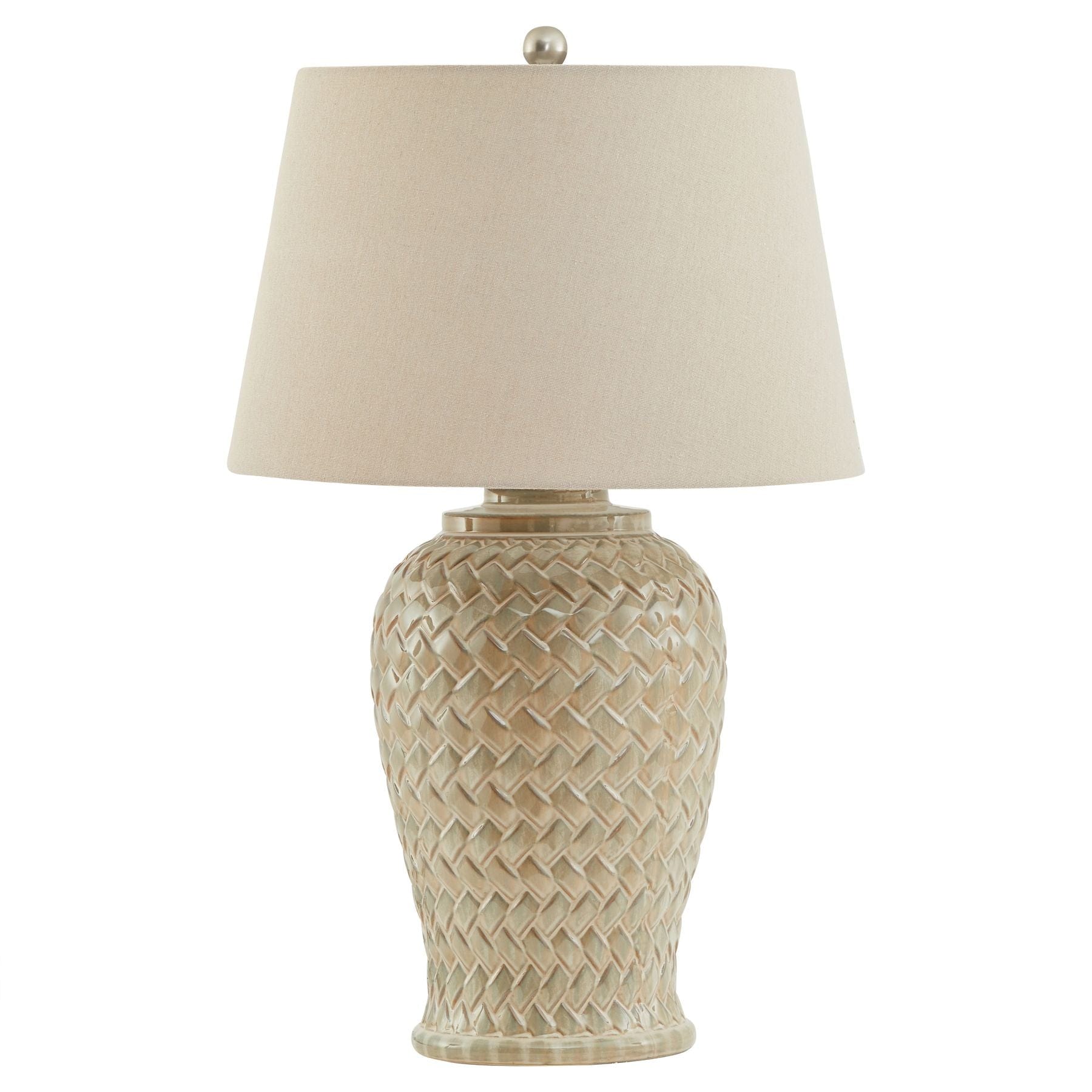 Hill Interiors Woven Ceramic Table Lamp With Linen Shade