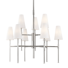 Bowery 9 Chandelier, polished nickel or aged brass