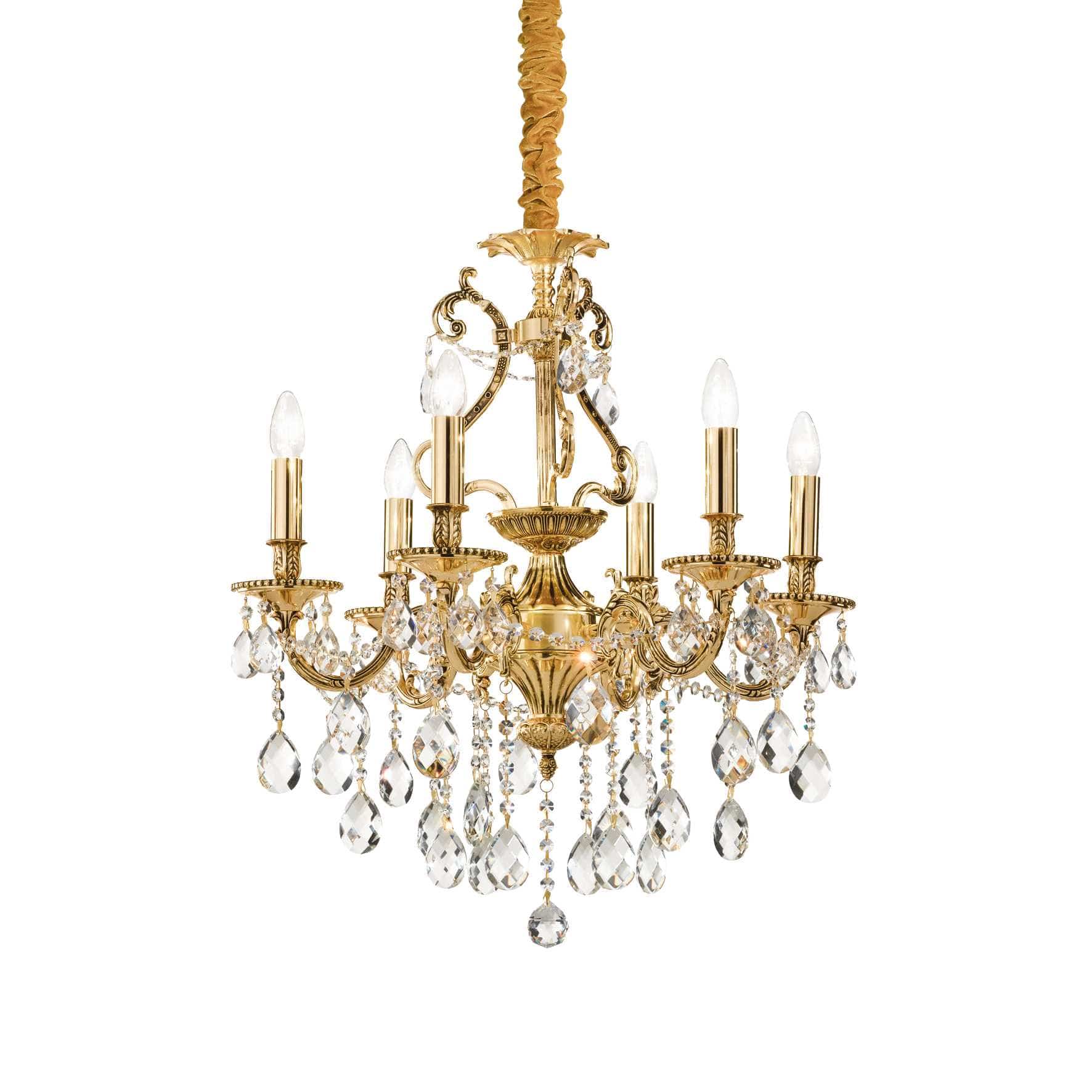 Ideal Lux Lighting Chandeliers Gioconda (Mona Lisa) SP6 Crystal Chandelier, gold or antique silver