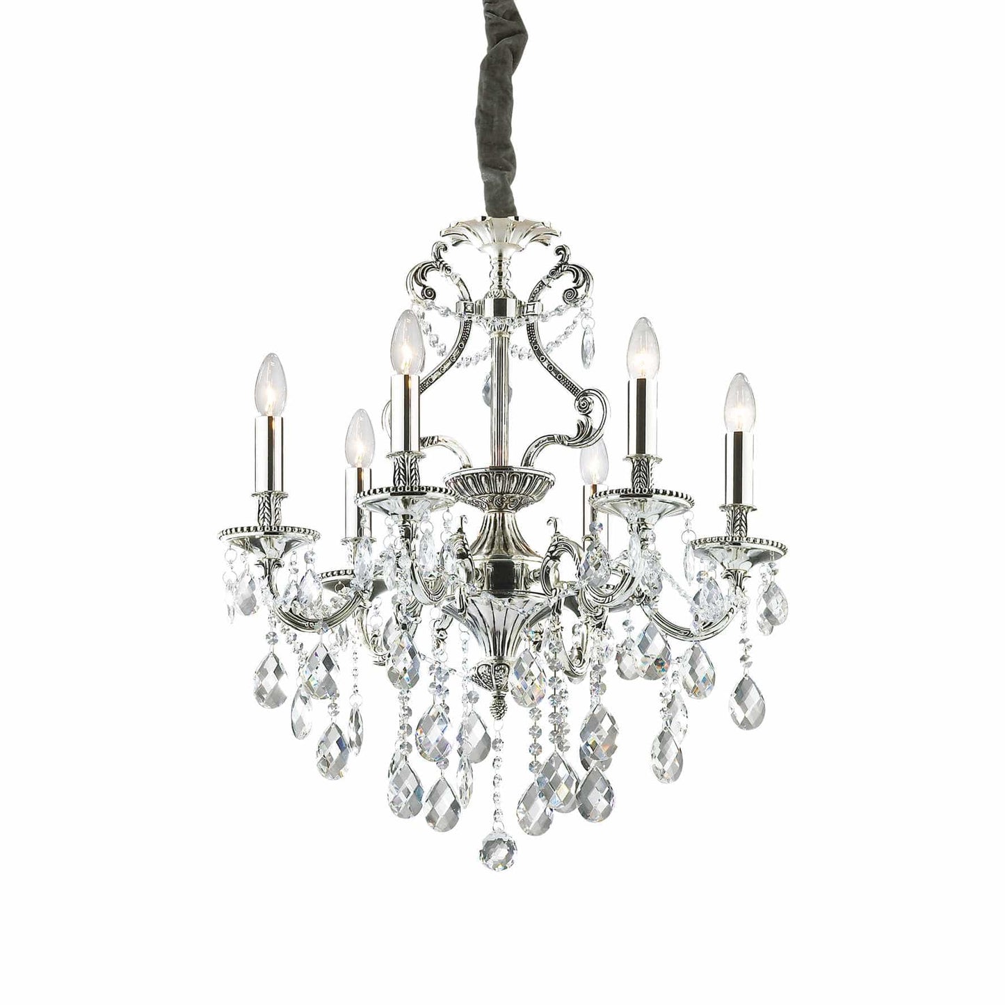 Ideal Lux Lighting Chandeliers Gioconda (Mona Lisa) SP6 Crystal Chandelier, gold or antique silver