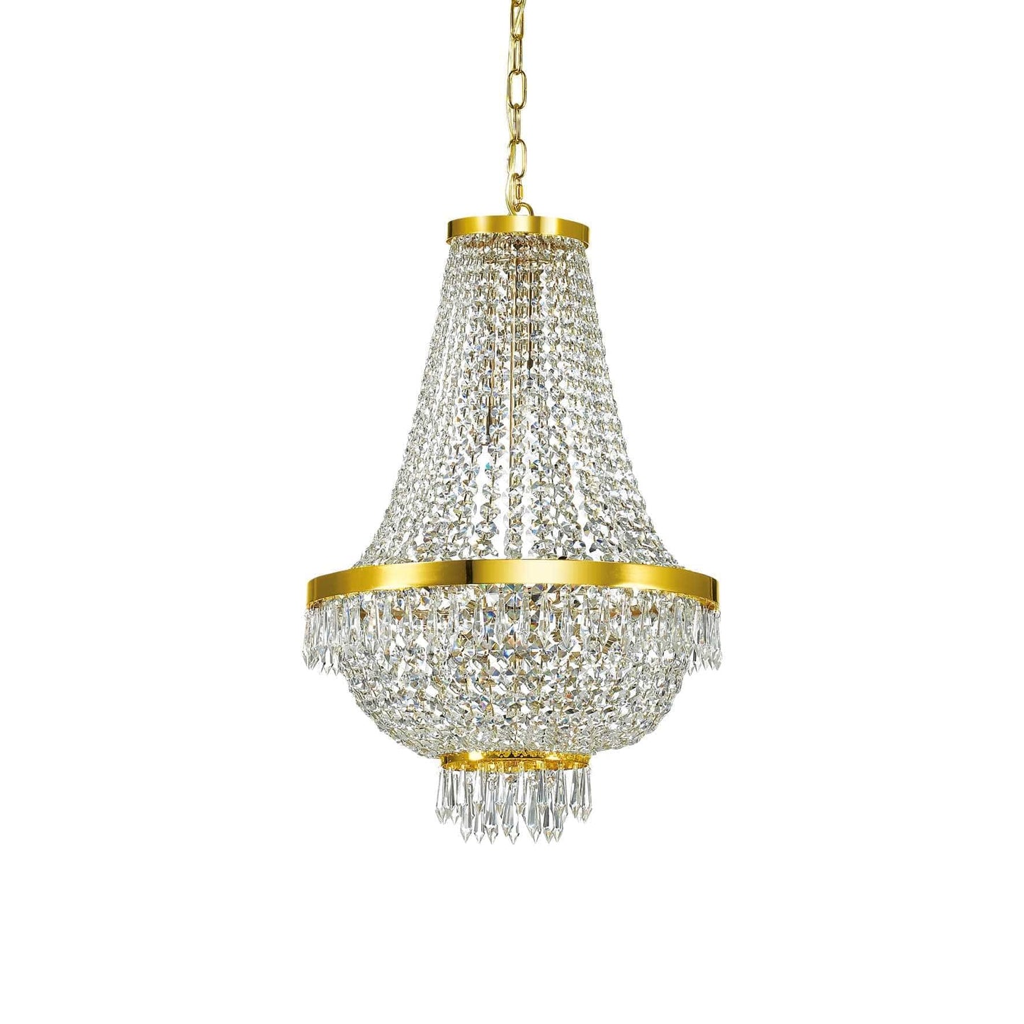 Ideal Lux Lighting Chandeliers Gold Caesar SP9 Crystal Chandelier, gold or chrome