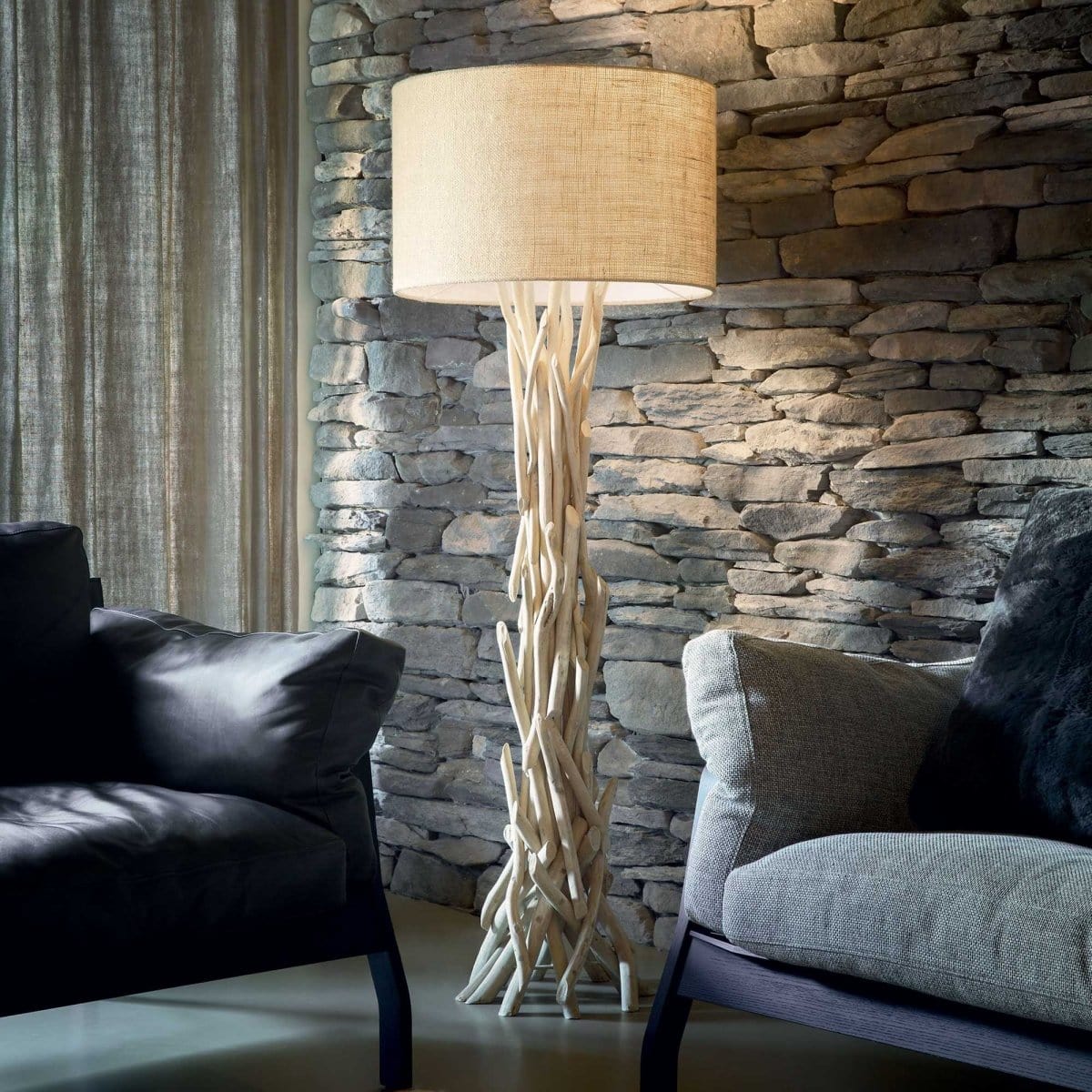 Ideal Lux Lighting Floor Lamp Driftwood Shaded Floor Lamp