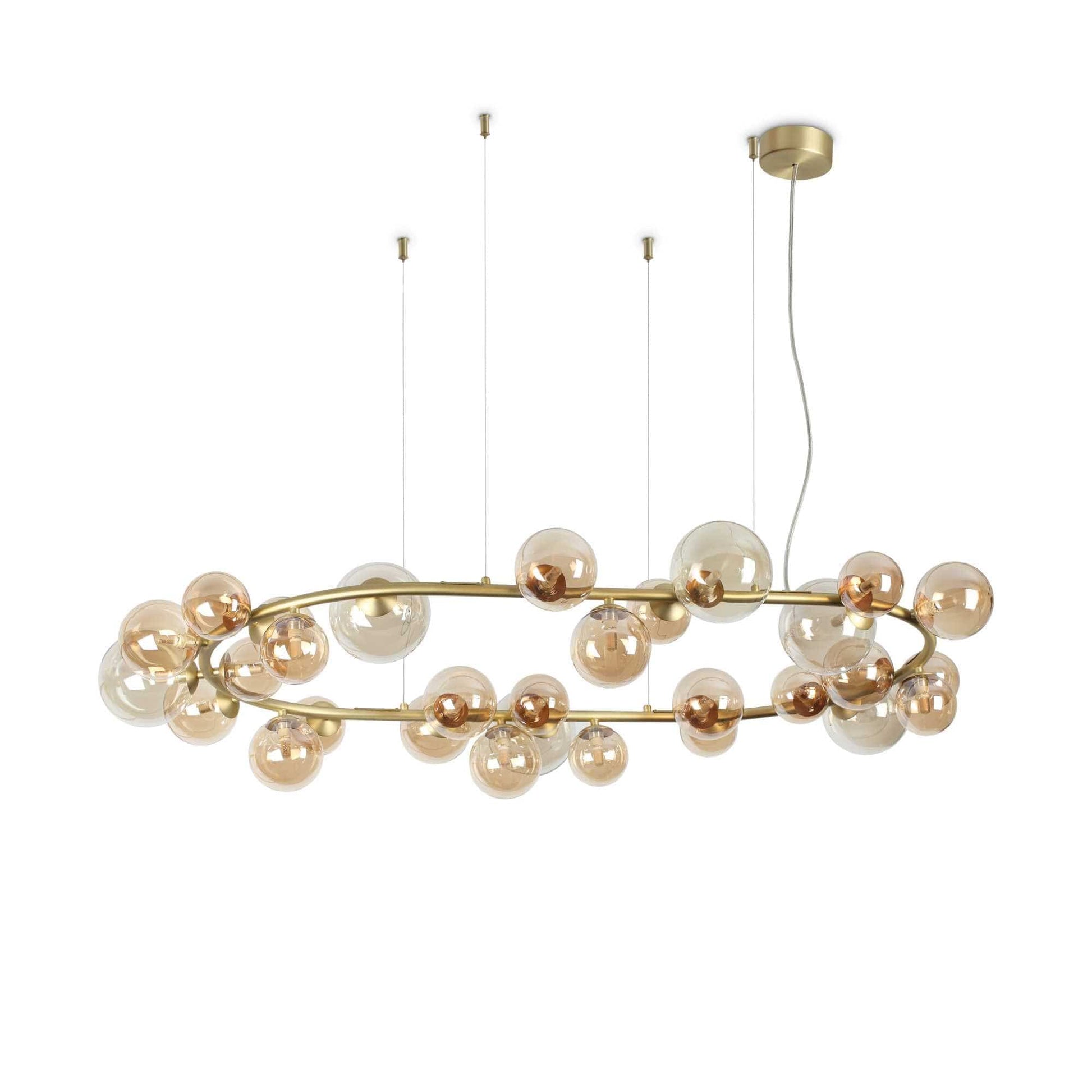 Ideal Lux Lighting Pendant lights Satin brass with amber glass Perlage SP30 Pendant Light