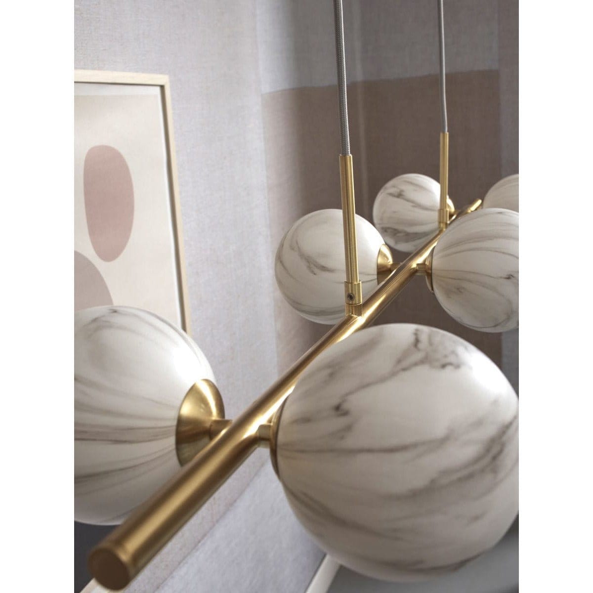It's About RoMi Pendant lights Carrara 6 Globe Pendant Light, white marble print/gold