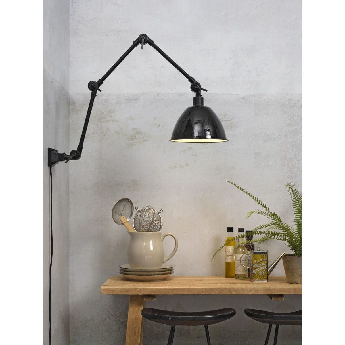 It's About RoMi Wall Lights Large Amsterdam Wall Light, Enamel Shade Black