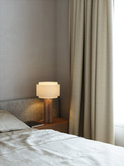 Takai Table lamp, marble, burnished brass and fabric