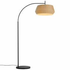 Dicte Floor Lamp, hand-pleated cotton shade, beige or white
