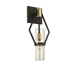Raef Wall Sconce, textured bronze and brushed brass